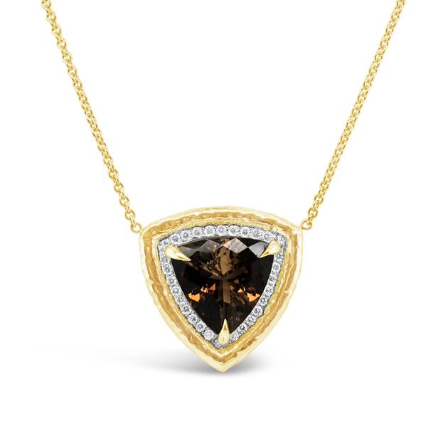 Tourmaline and diamond pendant