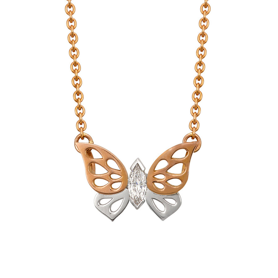 Small butterfly diamond pendant  view from front 