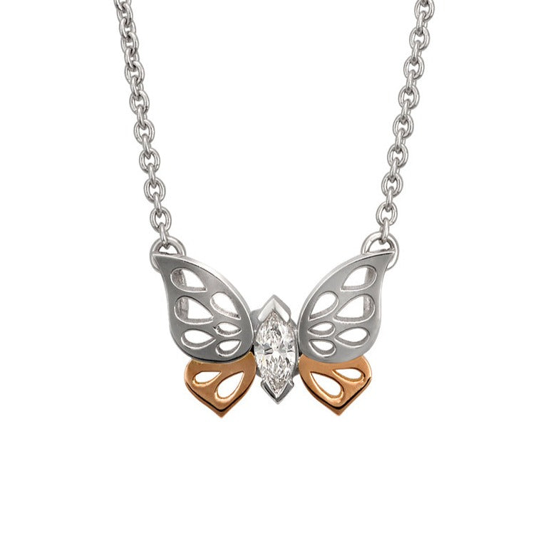 White gold deals diamond butterfly necklace