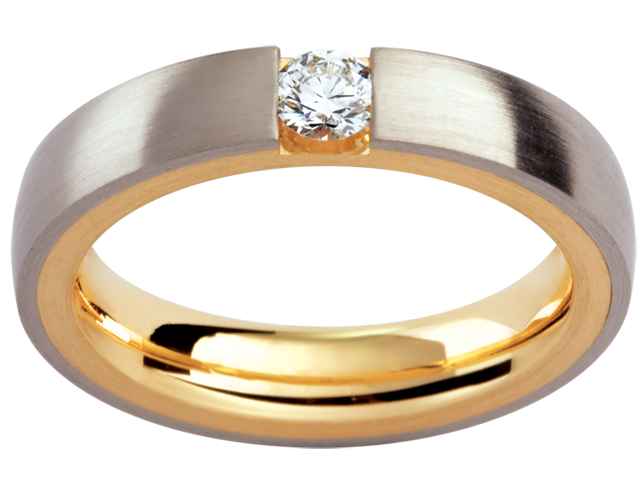 Mens 18ct white and yellow gold diamond wedding ring