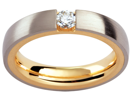 Mens 18ct white and yellow gold diamond wedding ring