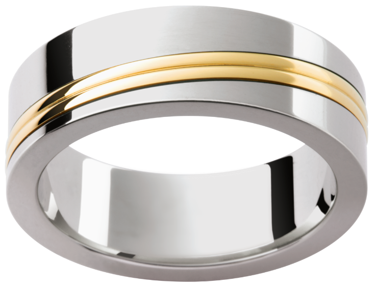 Mens 18ct white and yellow gold wedding ring