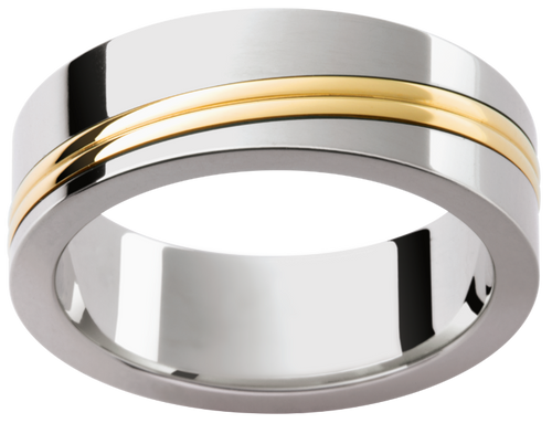 Mens 18ct white and yellow gold wedding ring