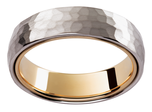 Mens 18ct white and yellow gold wedding ring