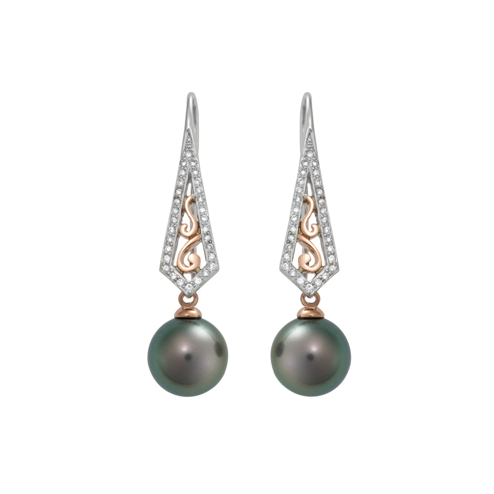 Willow Design Tahitian Pearl & Diamond Earrings