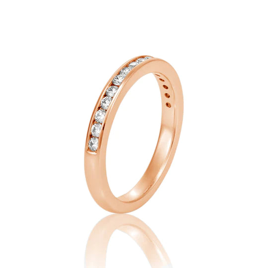 Ladies Rose Gold 18ct Wedding Ring with Diamond Band