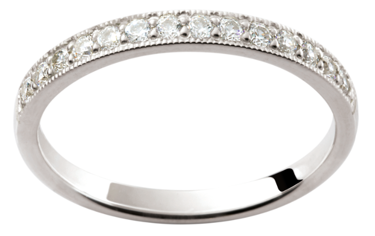 Ladies White Gold 18ct Wedding Ring with diamond band with twist detail