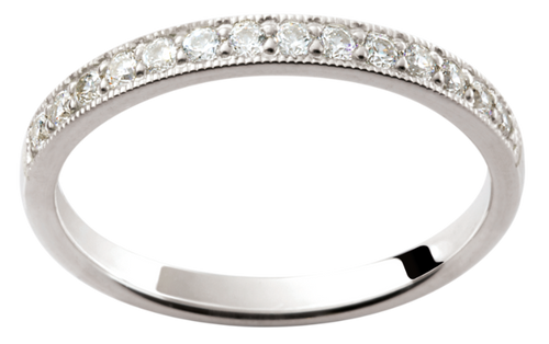 Ladies White Gold 18ct Wedding Ring with diamond band with twist detail