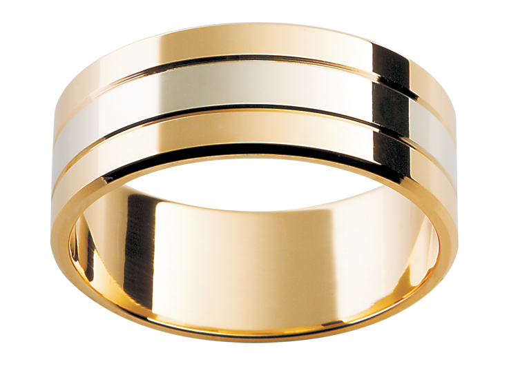 Two tone 18ct yellow and white gold wedding ring
