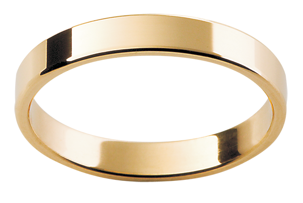 Mens flat 18ct yellow gold wedding ring