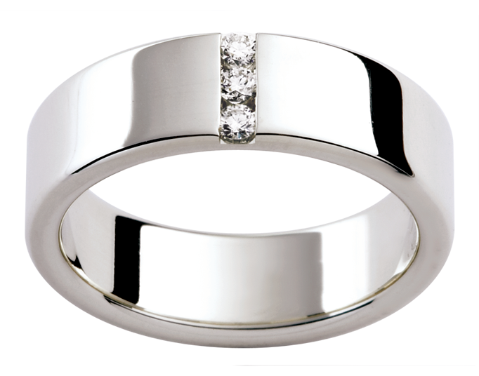 Mens 18ct white gold diamond wedding ring