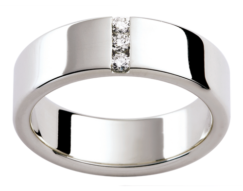 Mens 18ct white gold diamond wedding ring