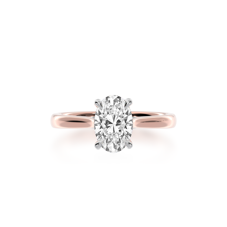 Oval Shape Rose Gold Diamond Solitaire Engagement Ring view from top