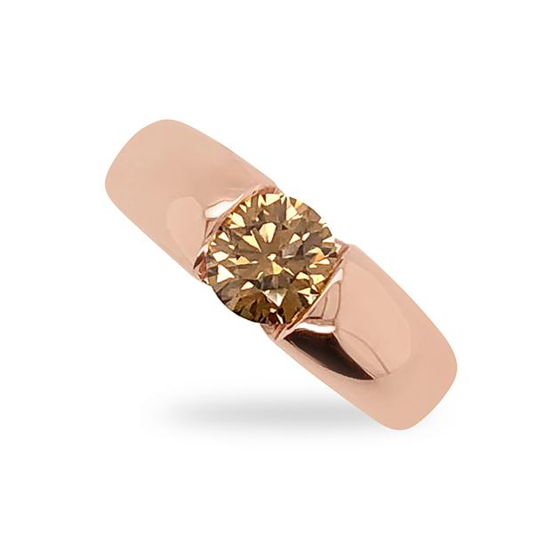 Embrace design champagne diamond ring on rose gold band