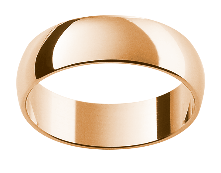 Mens half round 18ct rose gold wedding ring
