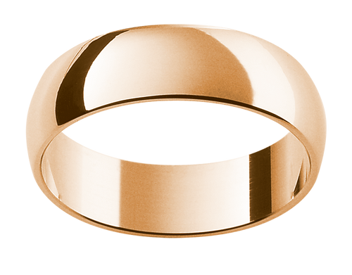 Mens half round 18ct rose gold wedding ring