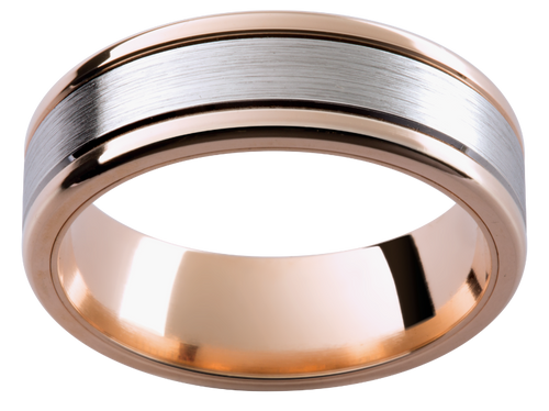 Mens 18ct white and rose gold wedding ring