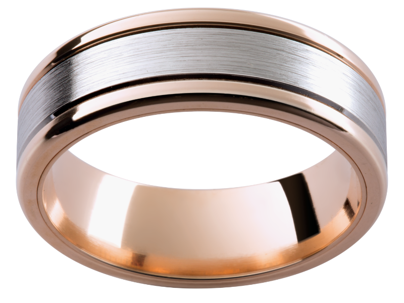 Mens 18ct white and rose gold wedding ring