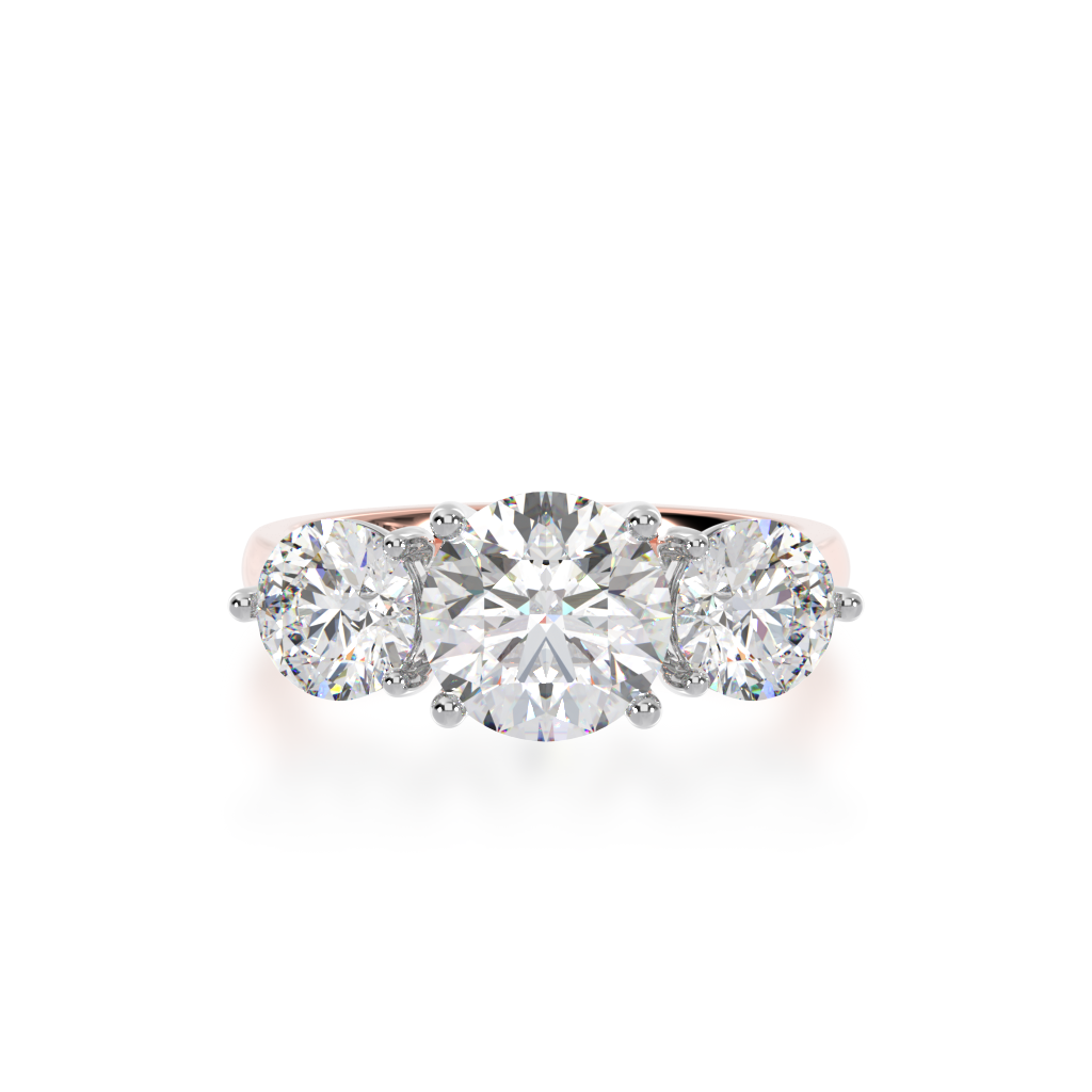 Trilogy 3 Stone Engagement Ring in Rose Gold from the top
