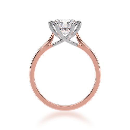 Oval cut diamond solitaire ring on rose gold band view from front