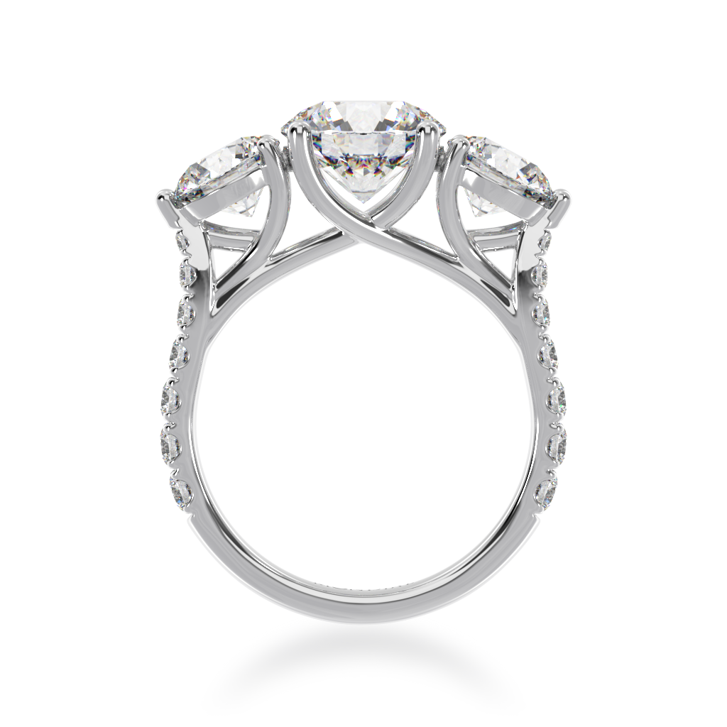 White Gold Trilogy Round Brilliant cut with a diamond set band from front