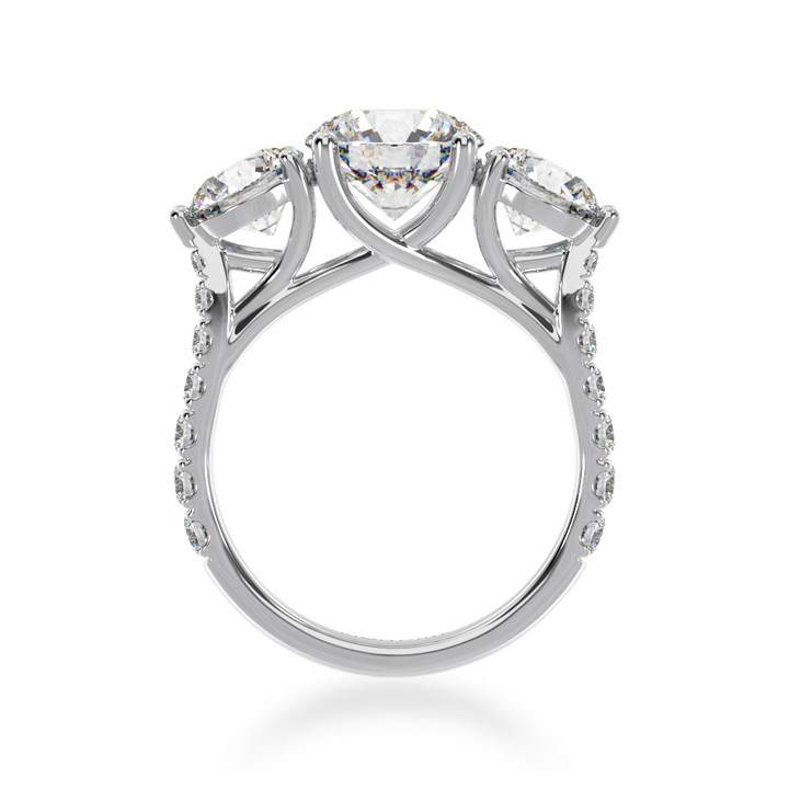 White Gold Trilogy Round Brilliant cut with a diamond set band from front