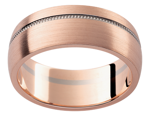 Mens 18ct textured rose gold wedding ring