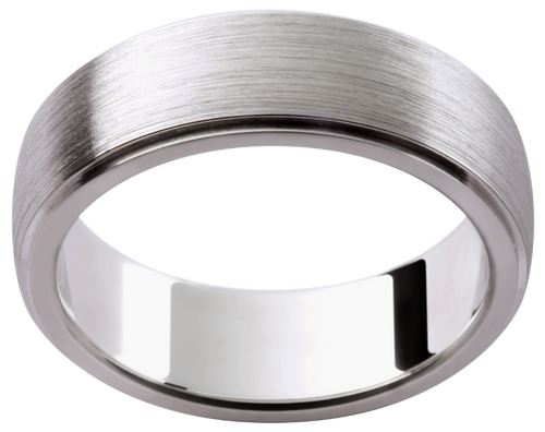 Mens 18ct textured white gold wedding ring