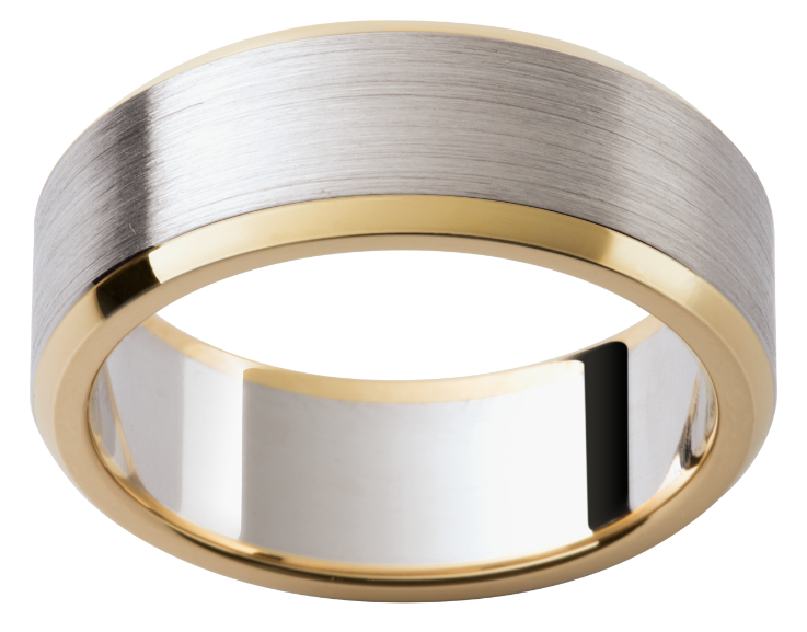 Mens 18ct white and yellow gold wedding ring