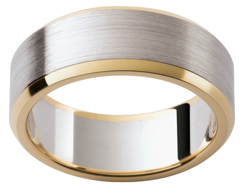 Mens 18ct white and yellow gold wedding ring