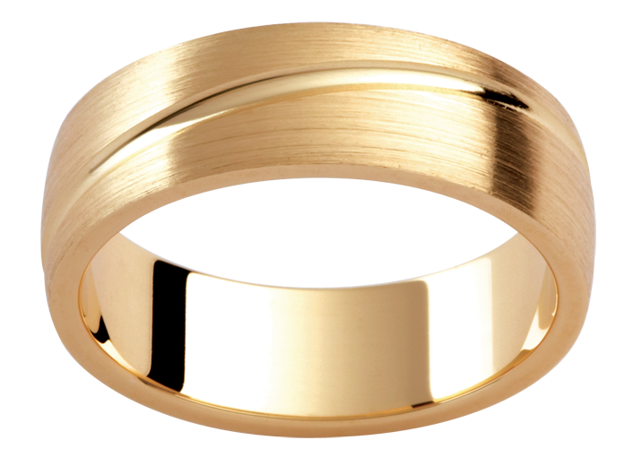 Mens 18ct textured yellow gold wedding ring