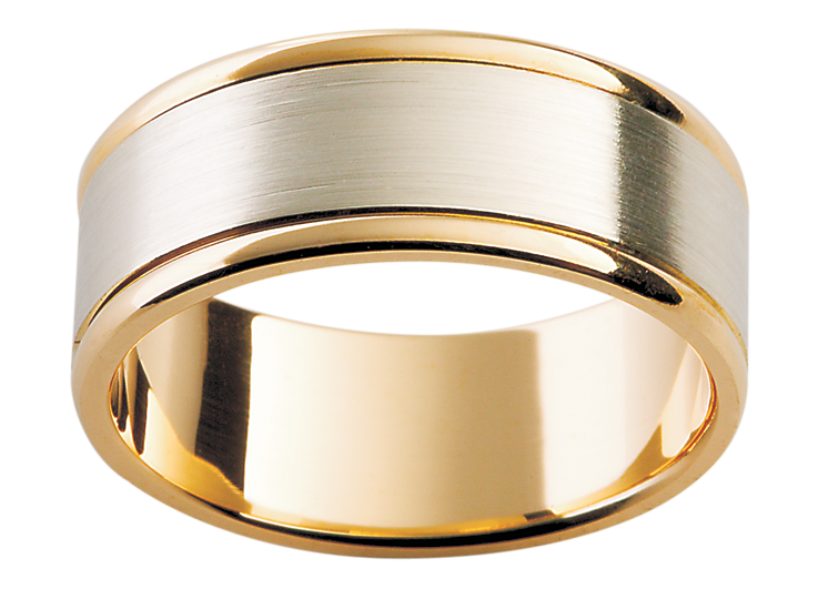 Textured Mens wedding ring in yellow gold