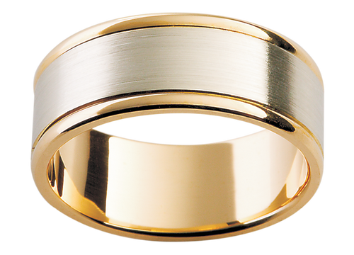 Textured Mens wedding ring in yellow gold