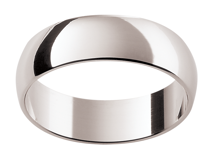 Mens low half round 18ct white gold wedding ring