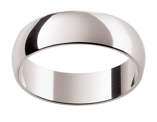 Mens low half round 18ct white gold wedding ring