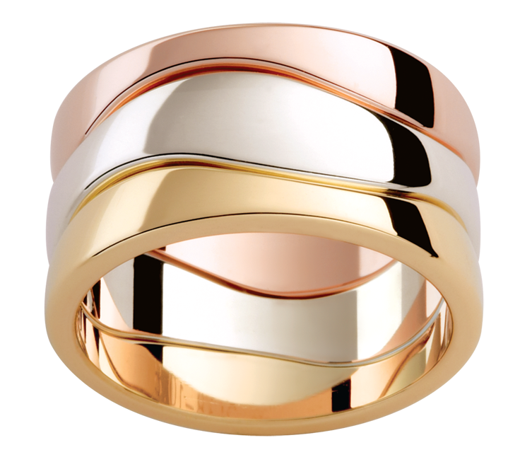 Mens 18ct three colour gold wedding ring