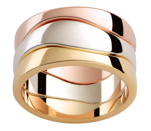 Mens 18ct three colour gold wedding ring