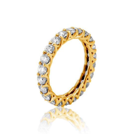 Ladies 18ct Yellow Gold Claw Set Diamond Wedding Ring
