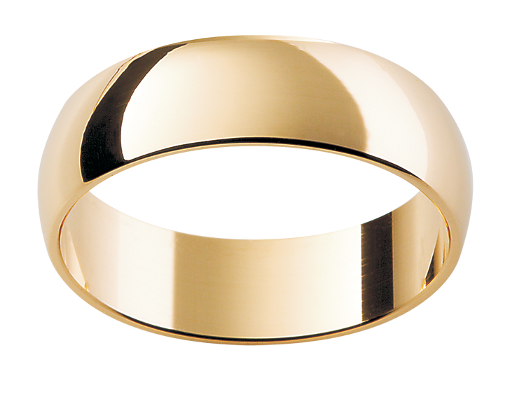 Low half round 18ct yellow gold wedding ring