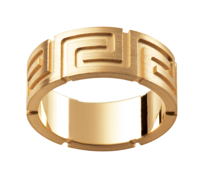 Mens 18ct yellow gold wedding ring textured