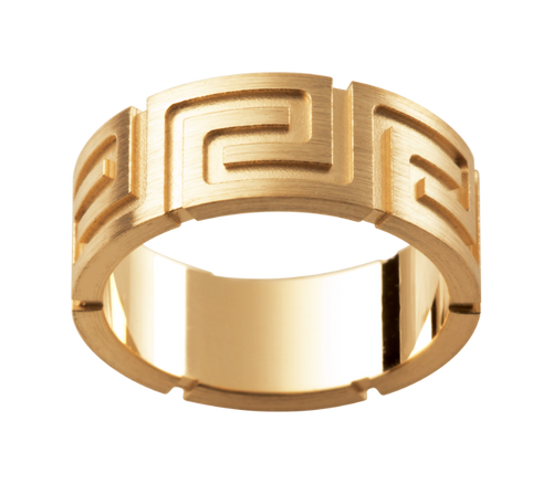 Mens 18ct yellow gold wedding ring textured