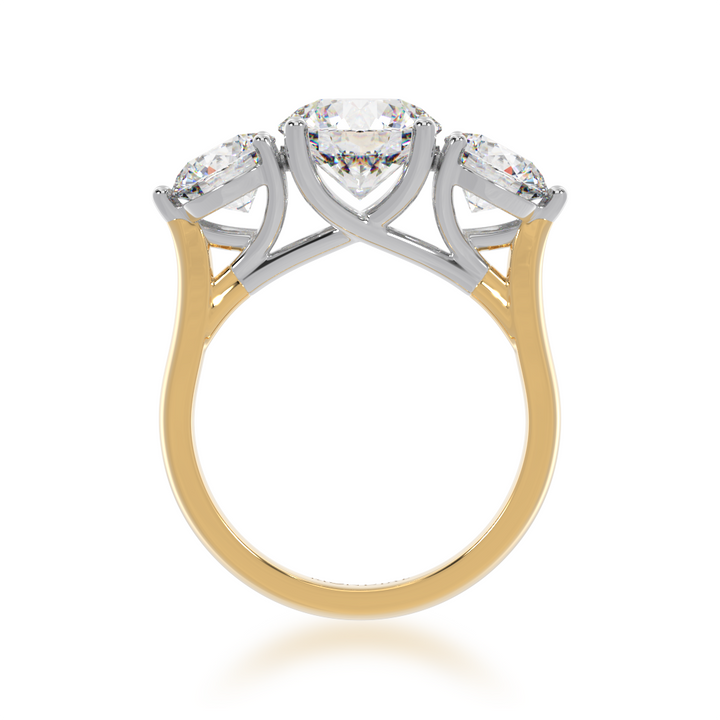 Trilogy 3 Stone Engagement Ring in Yellow Gold from front