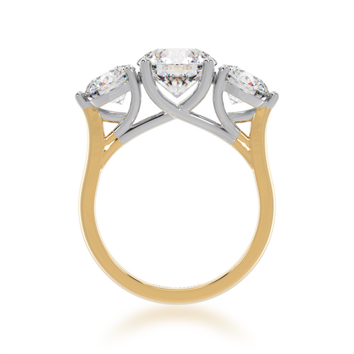 Trilogy 3 Stone Engagement Ring in Yellow Gold from front