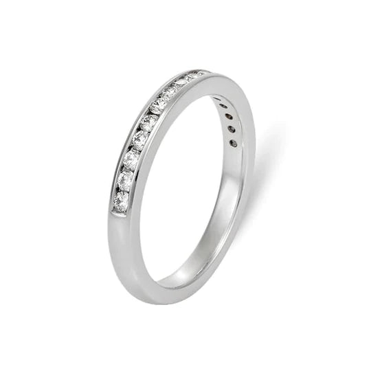 Ladies White Gold 18ct Wedding Ring with inset diamond band