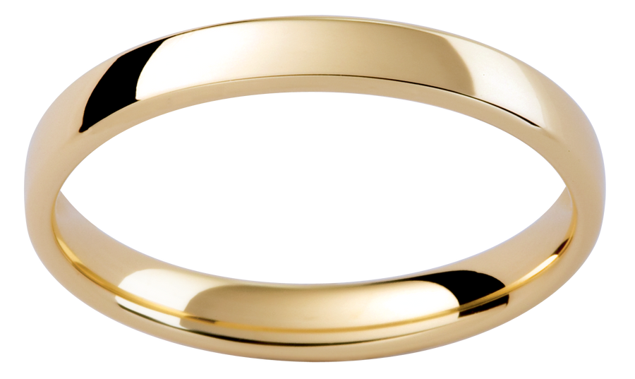 Mens 18ct flat yellow gold wedding ring